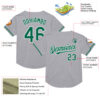 Custom Gray Kelly Green-Black Mesh Authentic Throwback Baseball Jersey