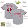Custom Gray Crimson-White Mesh Authentic Throwback Baseball Jersey