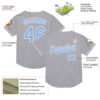 Custom Gray Light Blue-White Mesh Authentic Throwback Baseball Jersey