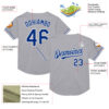 Custom Gray Royal-White Mesh Authentic Throwback Baseball Jersey