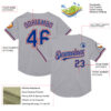 Custom Gray Royal-Red Mesh Authentic Throwback Baseball Jersey