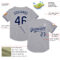 Custom Gray Navy-White Mesh Authentic Throwback Baseball Jersey