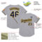 Custom Gray Navy-Gold Mesh Authentic Throwback Baseball Jersey