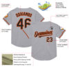 Custom Gray Black-Orange Mesh Authentic Throwback Baseball Jersey