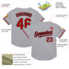 Custom Gray Red-Black Mesh Authentic Throwback Baseball Jersey