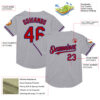 Custom Gray Red-Royal Mesh Authentic Throwback Baseball Jersey