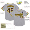 Custom Gray Black-Gold Mesh Authentic Throwback Baseball Jersey