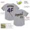 Custom Gray Navy-Old Gold Mesh Authentic Throwback Baseball Jersey