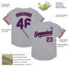 Custom Gray Royal-Red Mesh Authentic Throwback Baseball Jersey