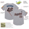 Custom Gray Black Powder Blue-Orange Mesh Authentic Throwback Baseball Jersey