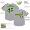 Custom Gray Kelly Green-Yellow Mesh Authentic Throwback Baseball Jersey
