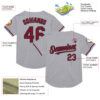 Custom Gray Crimson-Black Mesh Authentic Throwback Baseball Jersey