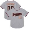 Custom Gray Black Crimson-Cream Mesh Authentic Throwback Baseball Jersey