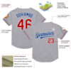 Custom Gray Red-Royal Mesh Authentic Throwback Baseball Jersey