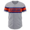 Custom Gray Royal-Orange Authentic Baseball Jersey