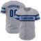 Custom Gray Navy-Light Blue Authentic Baseball Jersey