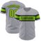 Custom Gray Neon Green-Black Authentic Baseball Jersey