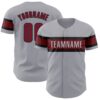Custom Gray Crimson-Black Authentic Baseball Jersey