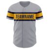 Custom Gray Navy-Gold Authentic Baseball Jersey