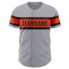 Custom Gray Orange-Black Authentic Baseball Jersey