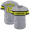 Custom Gray Neon Yellow-Black Authentic Baseball Jersey