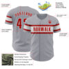 Custom Gray Red-White Authentic Baseball Jersey