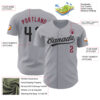 Custom Gray Black-Crimson Authentic Baseball Jersey
