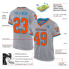 Custom Gray Orange-Blue Mesh Authentic Throwback Football Jersey