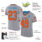 Gray0857-1 Custom Gray Orange-Blue Mesh Authentic Throwback Football Jersey