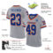 Custom Gray Royal-Orange Mesh Authentic Throwback Football Jersey