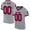 Custom Gray Maroon-Black Mesh Authentic Throwback Football Jersey