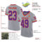 Gray0864-1 Custom Gray Purple-Orange Mesh Authentic Throwback Football Jersey