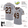 Custom Gray Brown-White Mesh Authentic Throwback Football Jersey