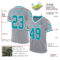 Custom Gray Teal-White Mesh Authentic Throwback Football Jersey
