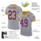 Custom Gray Purple-Gold Mesh Authentic Throwback Football Jersey