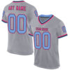 Custom Gray Light Blue Black-Pink Mesh Authentic Throwback Football Jersey