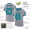 Gray0937-1 Custom Gray Teal-Black Mesh Authentic Throwback Football Jersey