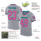 Custom Gray Pink Black-Teal Mesh Authentic Throwback Football Jersey