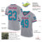 Gray0939-1 Custom Gray Teal Black-Pink Mesh Authentic Throwback Football Jersey