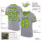 Custom Gray Neon Green-Black Mesh Authentic Throwback Football Jersey