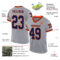 Gray0942-1 Custom Gray Navy-Orange Mesh Authentic Throwback Football Jersey