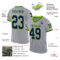 Gray0943-1 Custom Gray Navy-Neon Green Mesh Authentic Throwback Football Jersey
