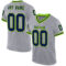 Gray0943 Custom Gray Navy-Neon Green Mesh Authentic Throwback Football Jersey