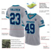 Custom Gray Navy-Teal Mesh Authentic Throwback Football Jersey