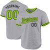 Custom Gray Neon Green-Black Authentic Throwback Baseball Jersey
