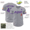 Custom Gray Purple-Red Authentic Baseball Jersey