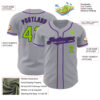 Custom Gray Neon Green Black-Purple Authentic Baseball Jersey