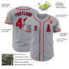 Custom Gray Red-Navy Authentic Baseball Jersey