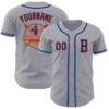 Custom Gray Royal-Orange Authentic Baseball Jersey