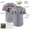 Custom Gray Navy-Orange Authentic Baseball Jersey